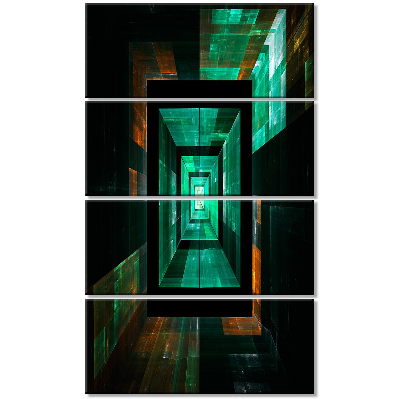 Designart - Deep Green Infinite Cube - Abstract Canvas Art Print